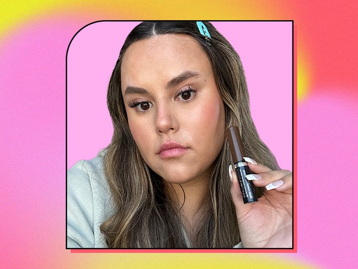 reece holding the loreal paris brow mascara