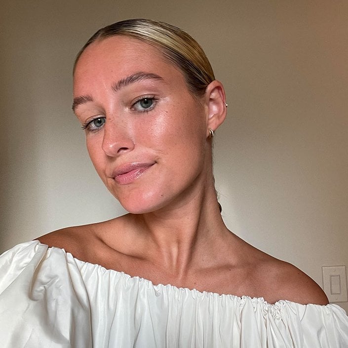 Jordan wearing the NYX Professional Makeup Jumbo Multi-Use Highlighter Stick in Coconut Cake