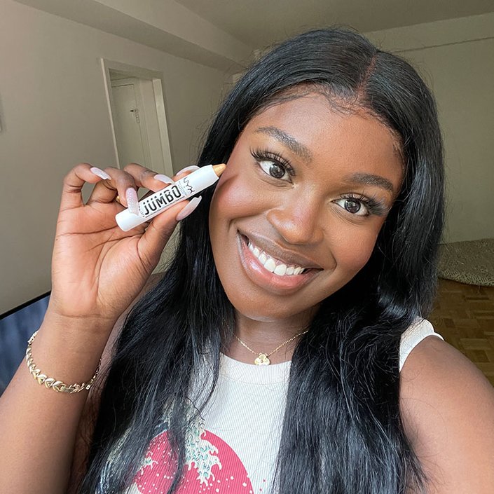 Sarah wearing the NYX Professional Makeup Jumbo Multi-Use Highlighter Stick in Apple Pie