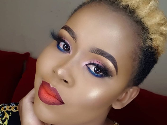 person wearing red ombre lipstick